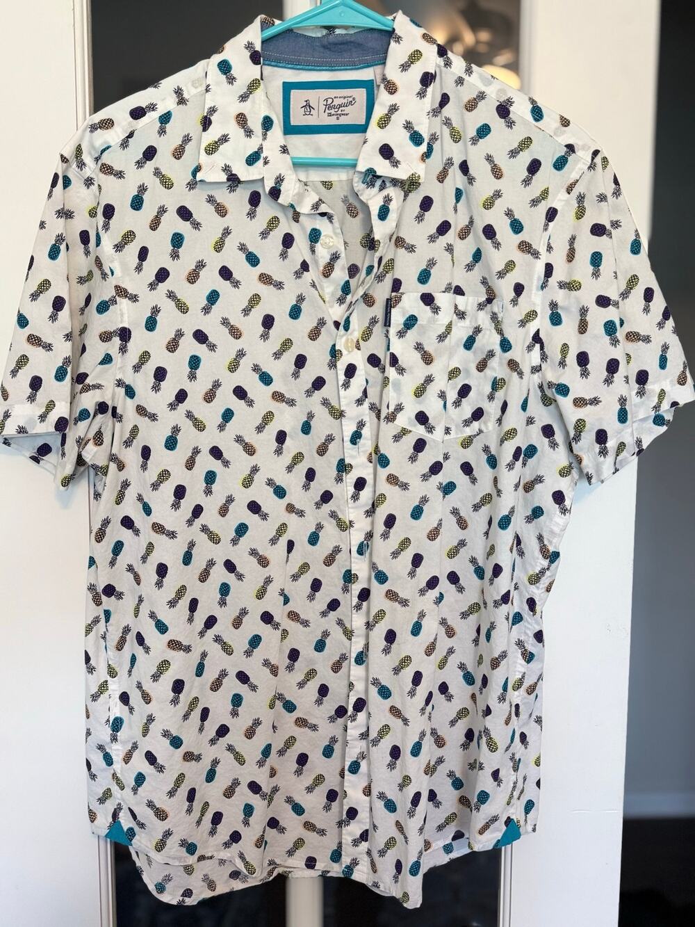 Original Penguin by Munsingwear Pineapple Print Button-Up Shirt Men’s Large